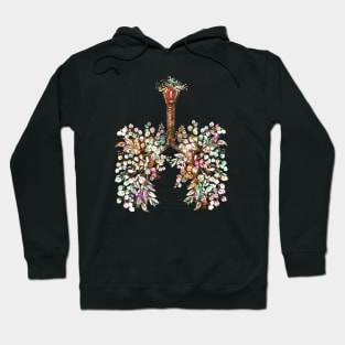 Lung Anatomy, green leaves, Cancer Awareness Hoodie